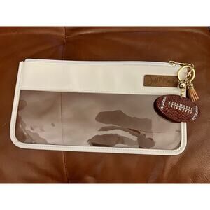 Judith March Clear White Clutch With Football Keychain Stadium Approved